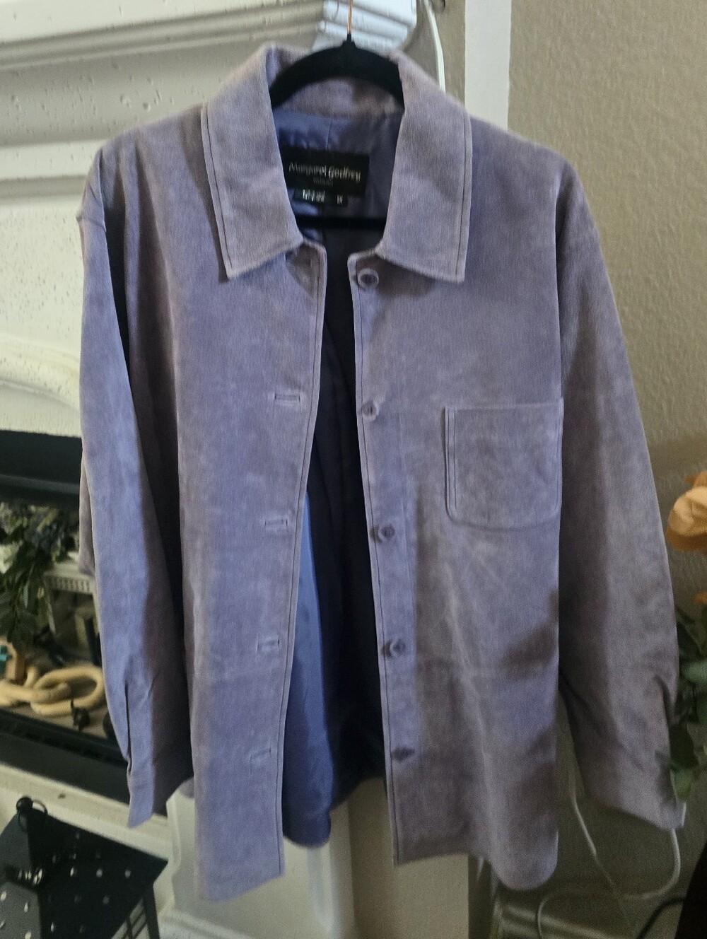 Margaret Godfrey Suede Button-Up Jacket - Lavender Gray Sz. 1X